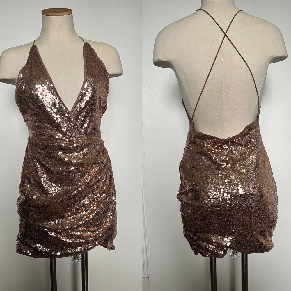 Gorgeous Gold Sequins Sexy Party Dress size S